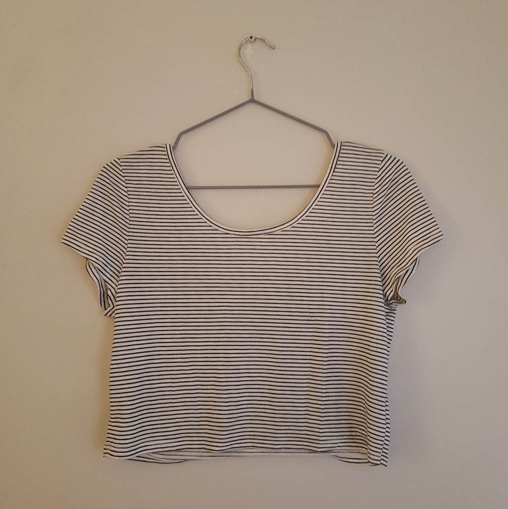 American Eagle Striped Crop Top Tee